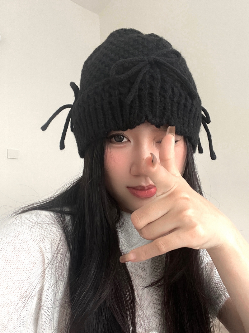 Handmade Knitted Bow Fisherman Hat for Women - Versatile Cold Weather Bucket Hat with Ear Coverage for Autumn and Winter