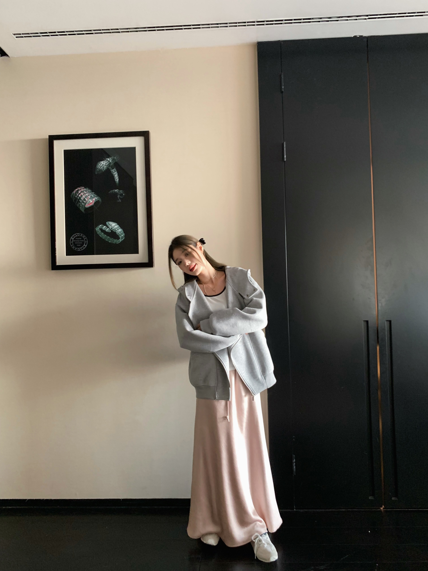 Heavyweight Deconstructed Hooded Sweatshirt Jacket for Women - Punk Weekend Style, Loose Fit, Air Layer Design