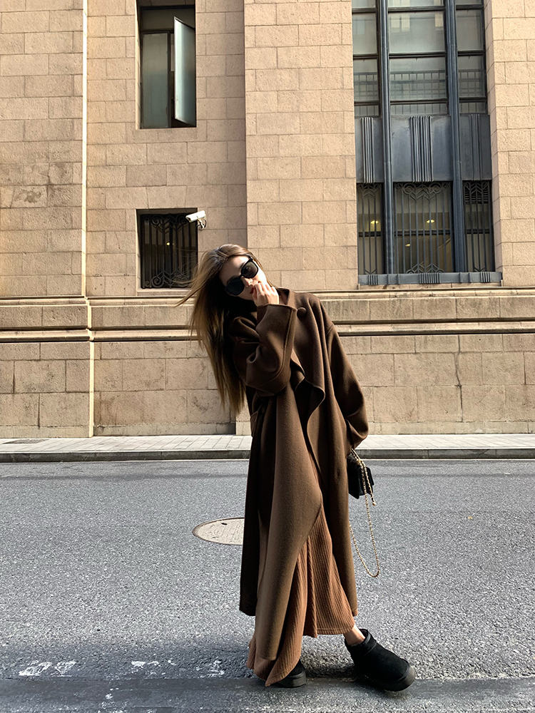 Heavyweight Double-Sided Wool Coat for Women - Vintage-Inspired Manchester Style for Winter