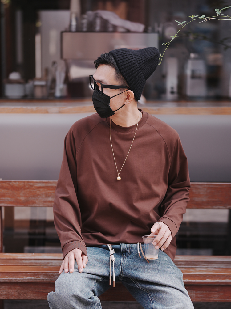 Heavyweight Japanese-Style Long Sleeve T-Shirt for Men - Casual Solid Color Raglan Top for Autumn and Winter Fashion