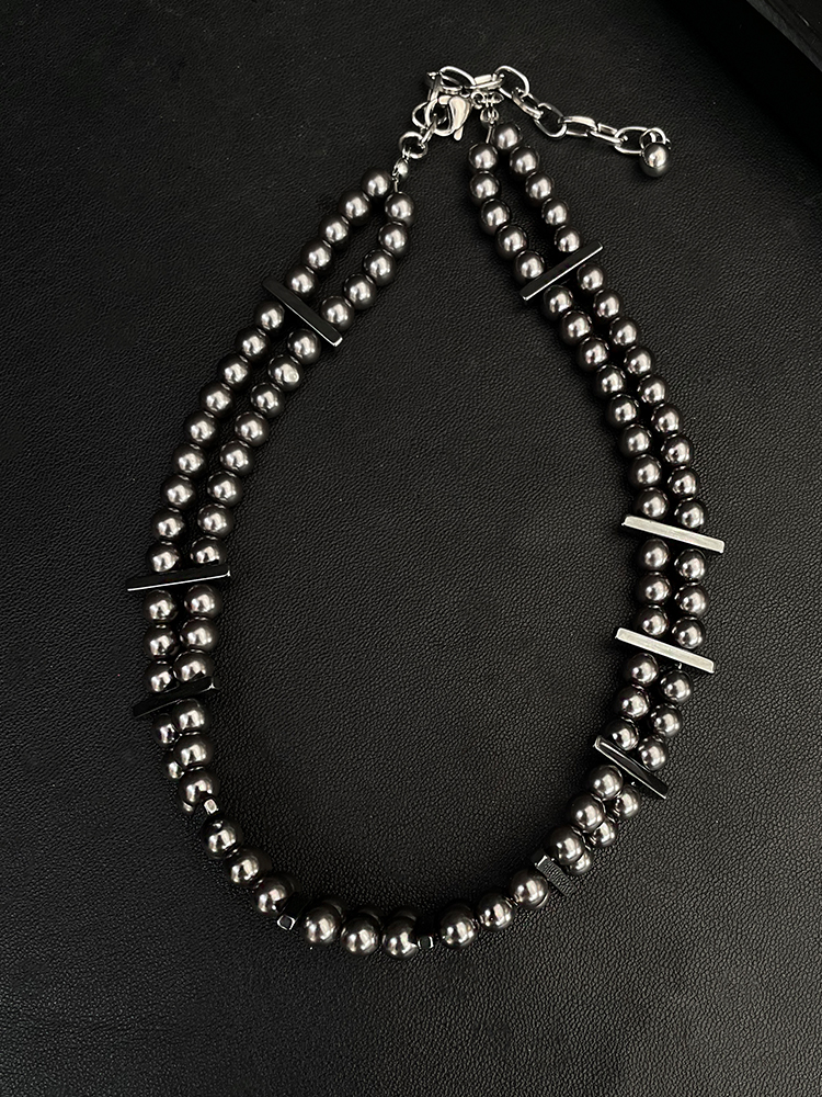 High-End Gray Pearl Necklace with Baroque Design for Women - Luxury Beaded Clavicle Chain Summer Accessory