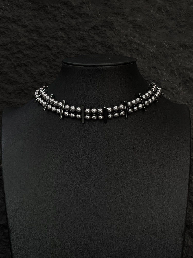 High-End Gray Pearl Necklace with Baroque Design for Women - Luxury Beaded Clavicle Chain Summer Accessory