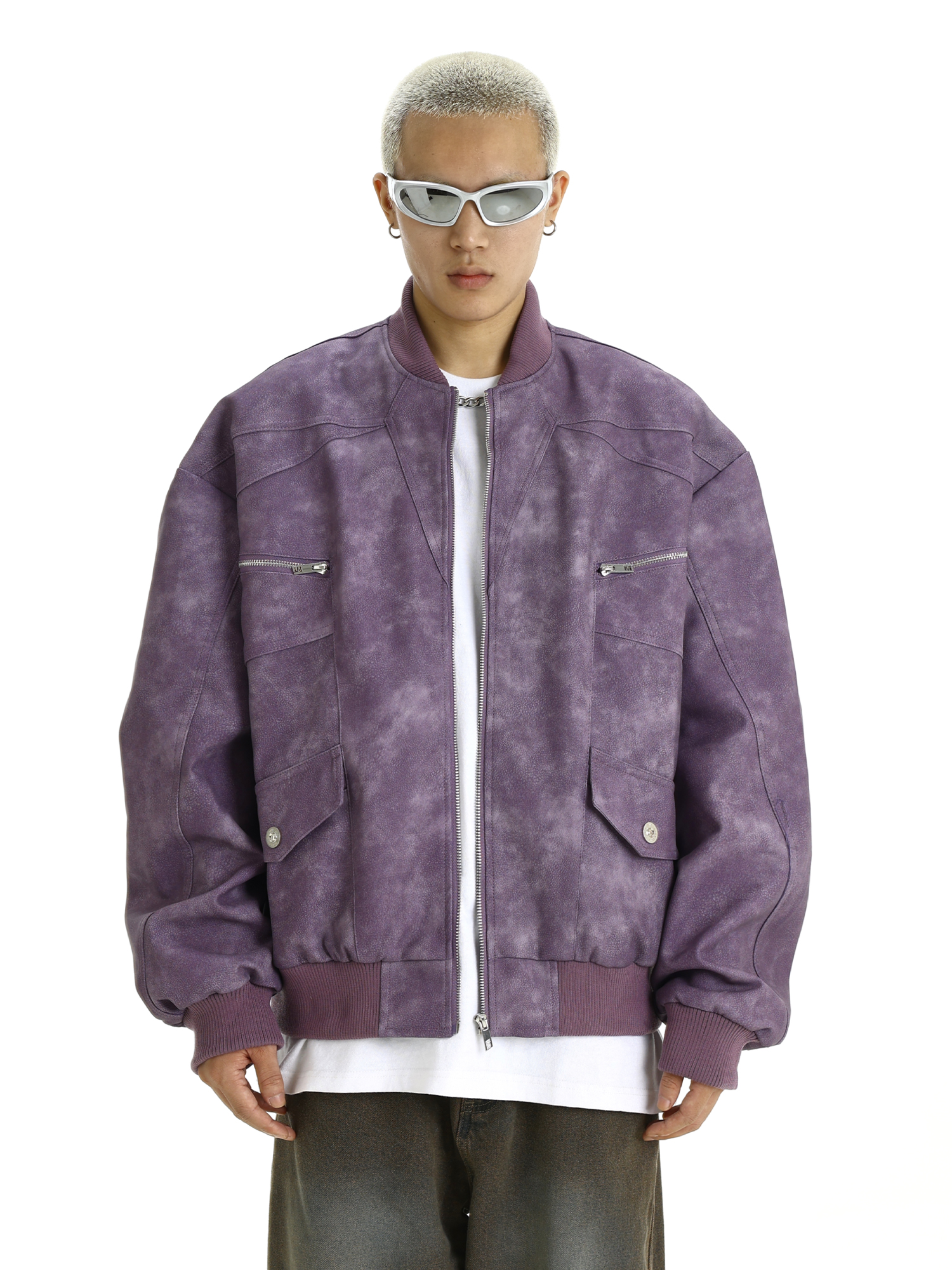 High-End Retro Motorcycle Jacket for Autumn & Winter - Trendy Loose Fit with Zip Pockets, American Street Style