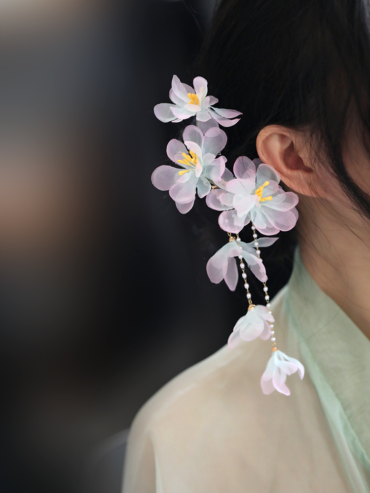 High-End Tang Style Floral Hairpin Clip for Women - Classical Hanfu Side Headpiece, 2025 Super Fairy Design