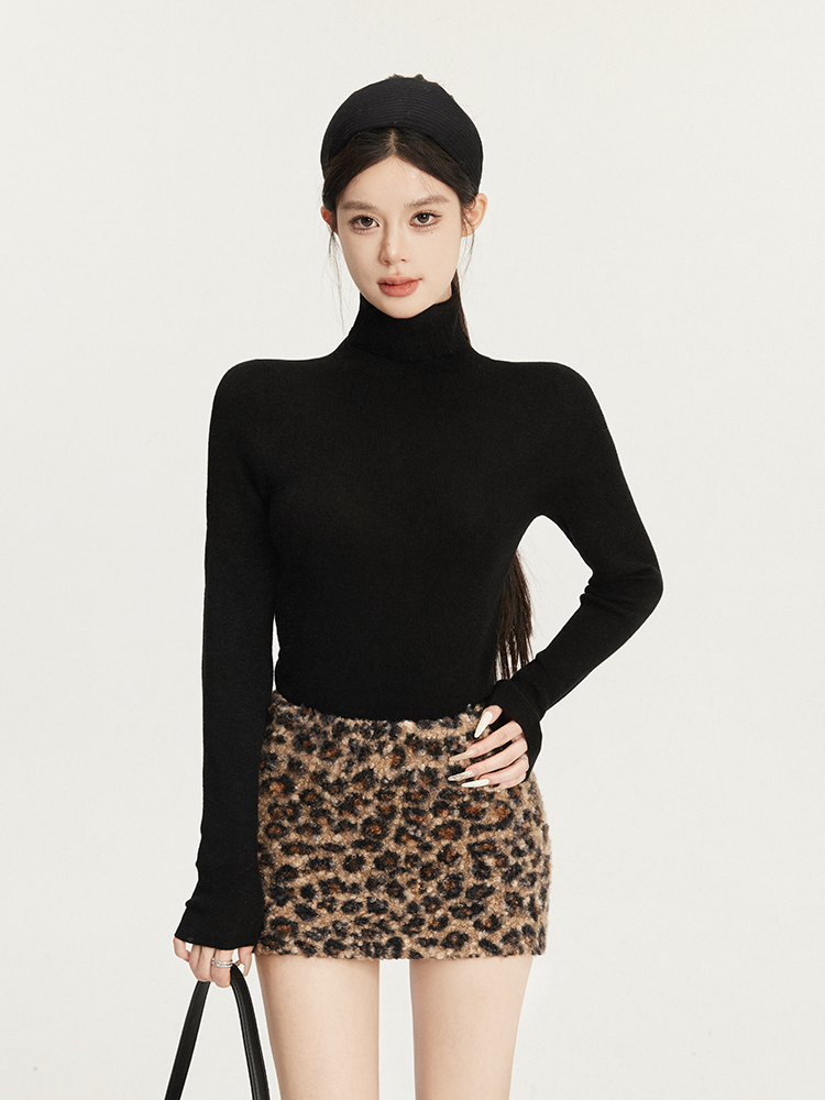 High Neck Basic Knitted Sweater for Women - Versatile Tight Elastic Base Layer Top for Winter 2025 Fashion