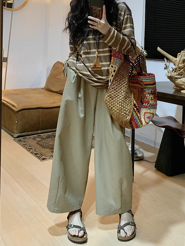 High-Waisted Japanese-Style Balloon Pants for Women - Casual Wide-Leg Design, Petite Fit, Spring/Summer 2025 Collection