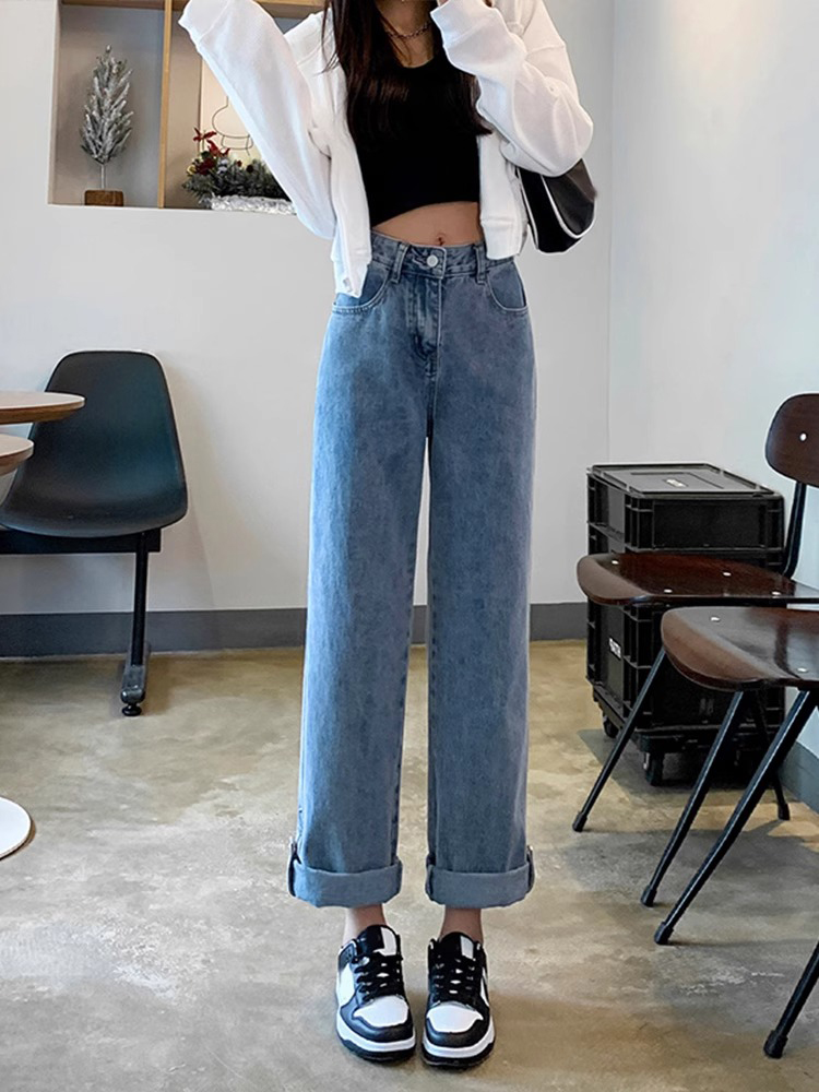 High-Waisted Loose Fit Jeans for Women - Flattering Straight-Leg Wide-Leg Pants for Summer 2025, Perfect for Petite Figures