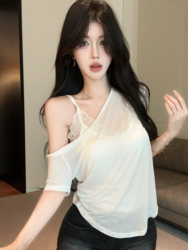 Irregular Two-Piece Summer Top - Stylish and Unique Design with a Sexy Vibe, Perfect for Y2K and Trendy Looks