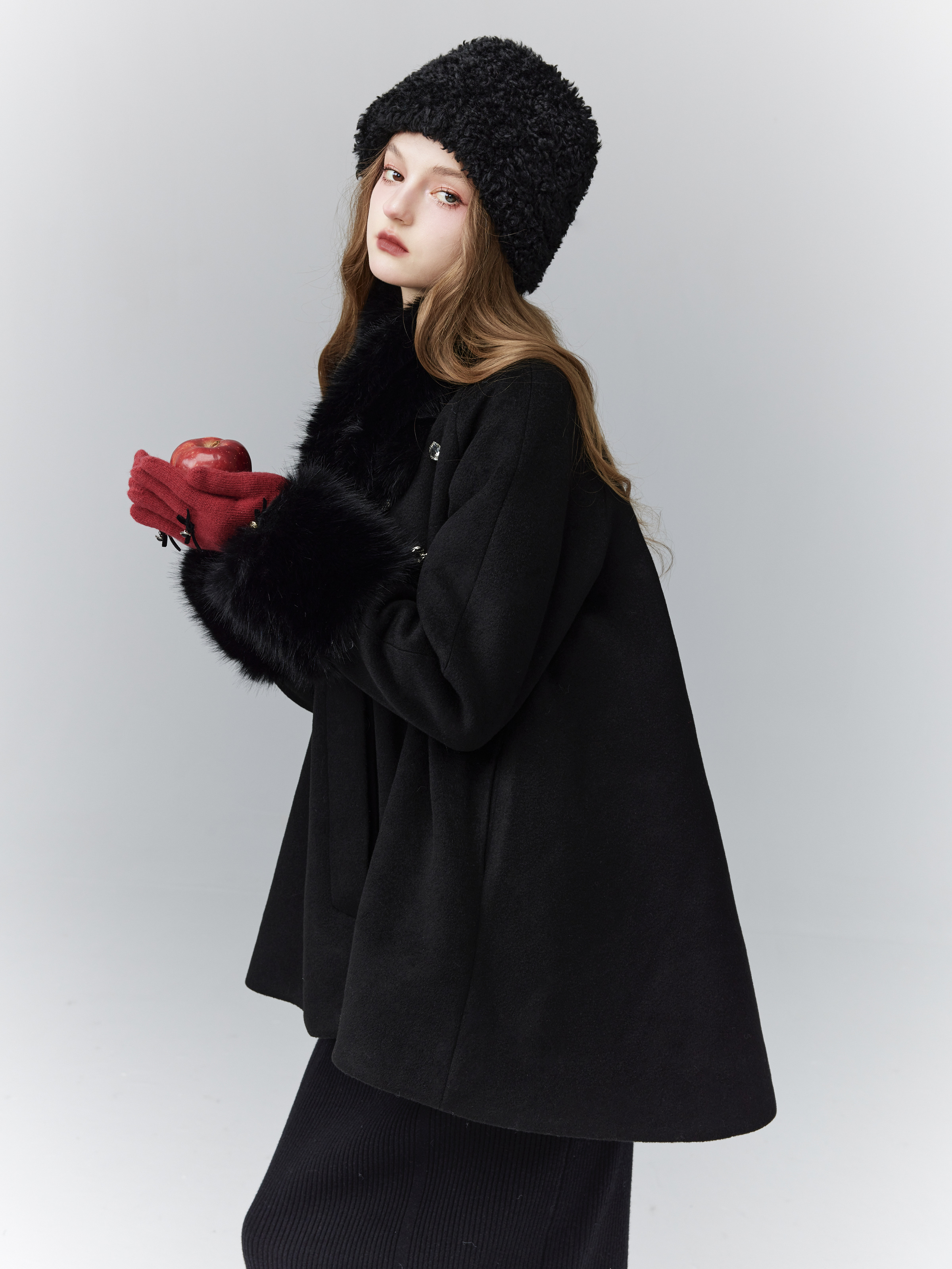 Jade Ice River Shattered Diamond Cloak - Woolen Coat for Spring Summer - Elegant Tycoon Heiress Style