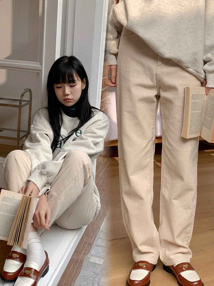 Korean Style Corduroy Long Pants - Neat Straight-Leg Design for a Perfect Fit, Trendy Y2K Fashion Essential