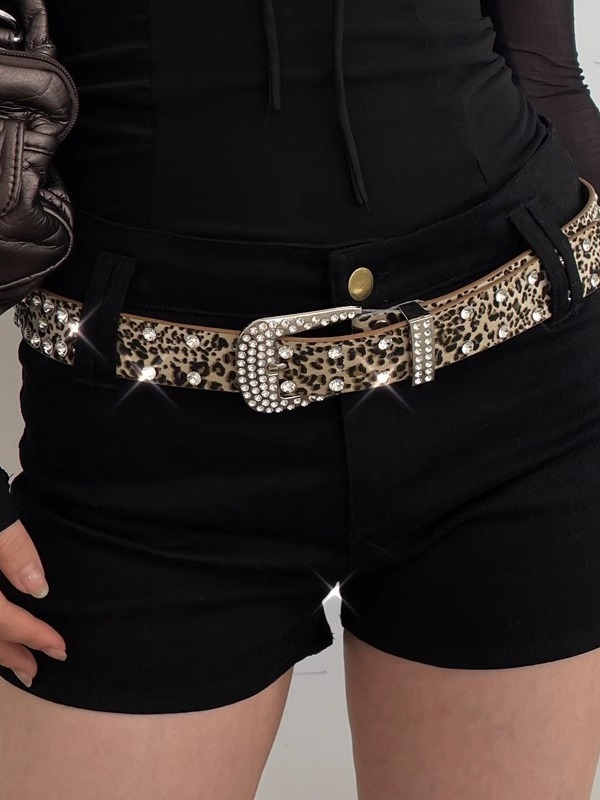 Korean Style Decorative Inlaid Leopard Print Denim Belt - Versatile Summer Accessory for Trendy Looks