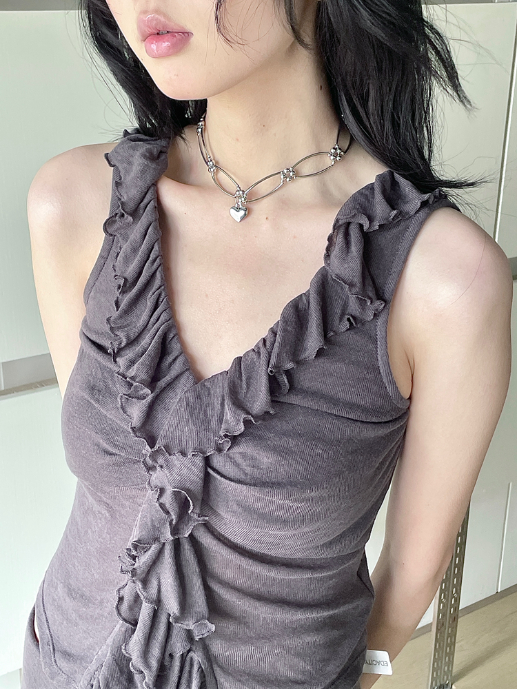 Korean Style High-End Minimalist Chain Heart Pendant Necklace - Versatile Gentle Choker for Instagram Aesthetic and Clavicle Styling