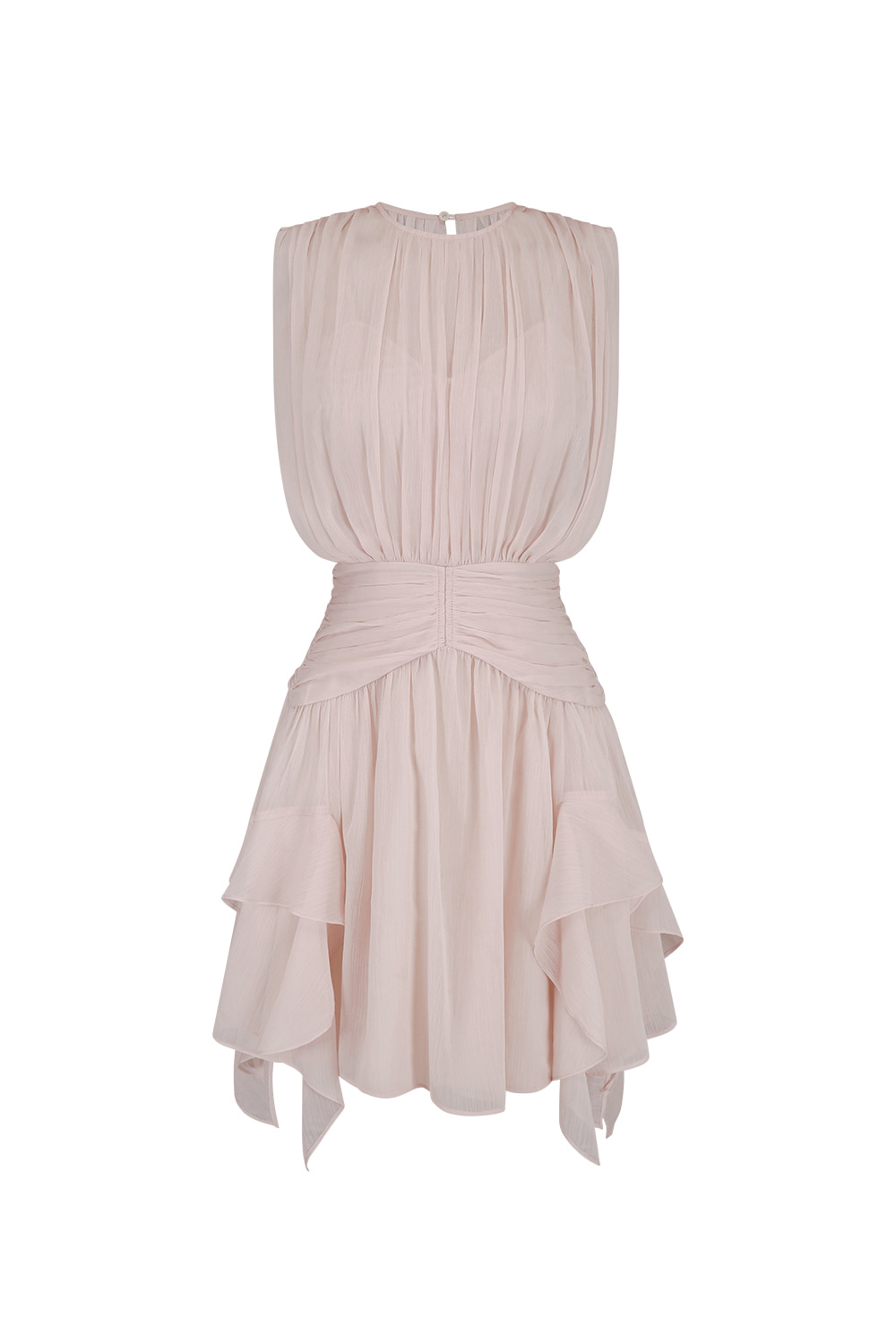 Korean Style Nude Pink Fairy Dress with Pleated Waist â€“ Y2K Inspired Niche Design, Replica Fashion Statement Piece