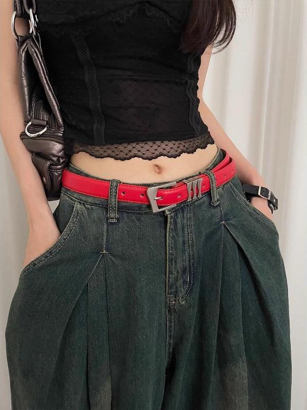 Korean Style Retro Minimalist Leather Belt for Skirts and Jeans - Unique Niche Design Fashion Accessory