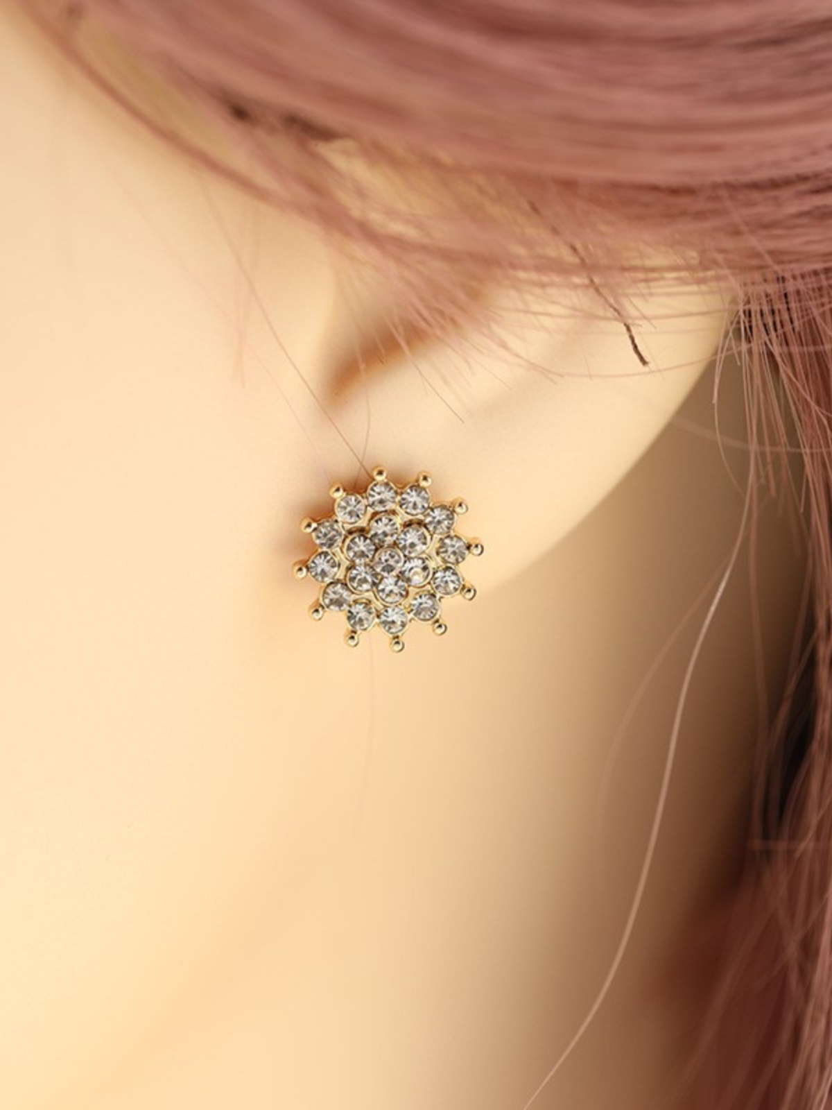 Korean-Style Sunflower Full Rhinestone Earrings for Women - Trendy, Versatile, Elegant Ear Accessories
