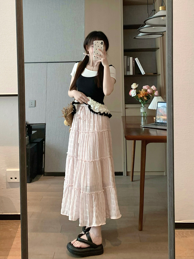 Korean Style Sweet Barbie Pink High-Waisted Cake Skirt for Spring and Summer Holidays - Gentle Girl Fashion