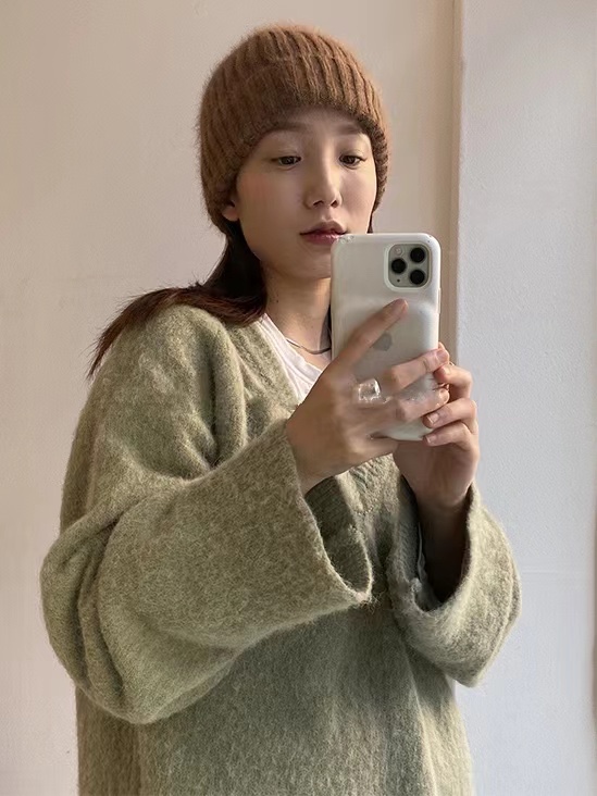 Korean Style Wide Ribbed Angora Rabbit Hair Yarn Hat in Multi-Color - Cozy Winter Accessory for Fashion-Forward Looks
