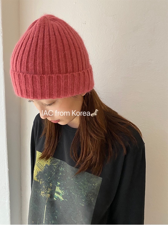 Korean Style Wide Ribbed Angora Rabbit Hair Yarn Hat in Multi-Color - Cozy Winter Accessory for Fashion-Forward Looks