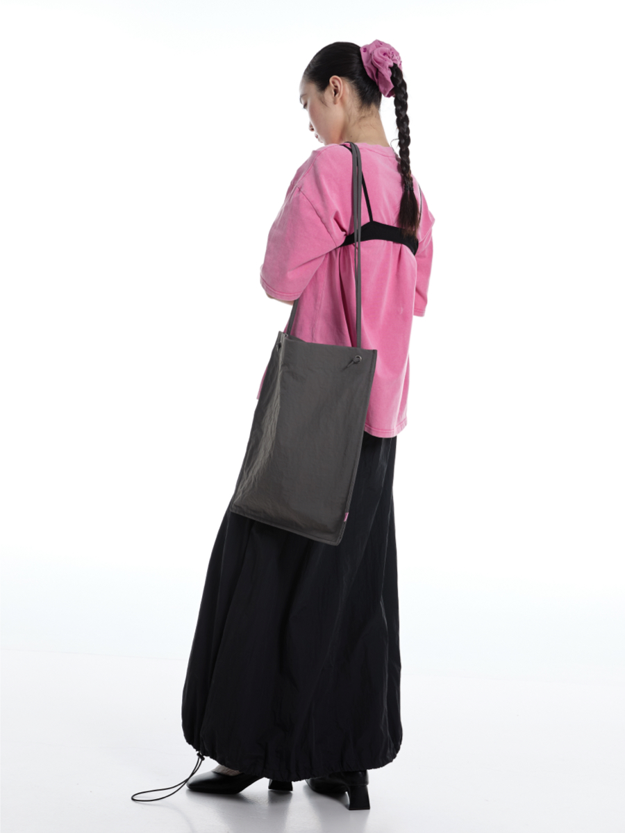 Large Capacity Nylon Eco Tote Bag with Thin Straps - Stylish and Sustainable for Everyday Use