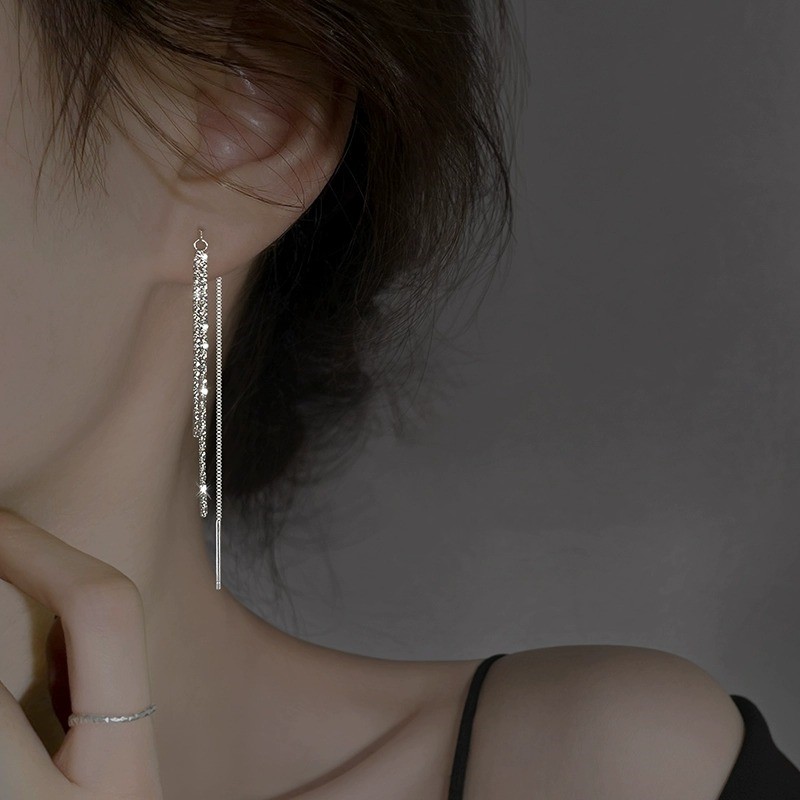 Light Luxury Starry Tassel Earrings - Elegant Temperament Ear Pendants for Chic 90s and Y2K Style