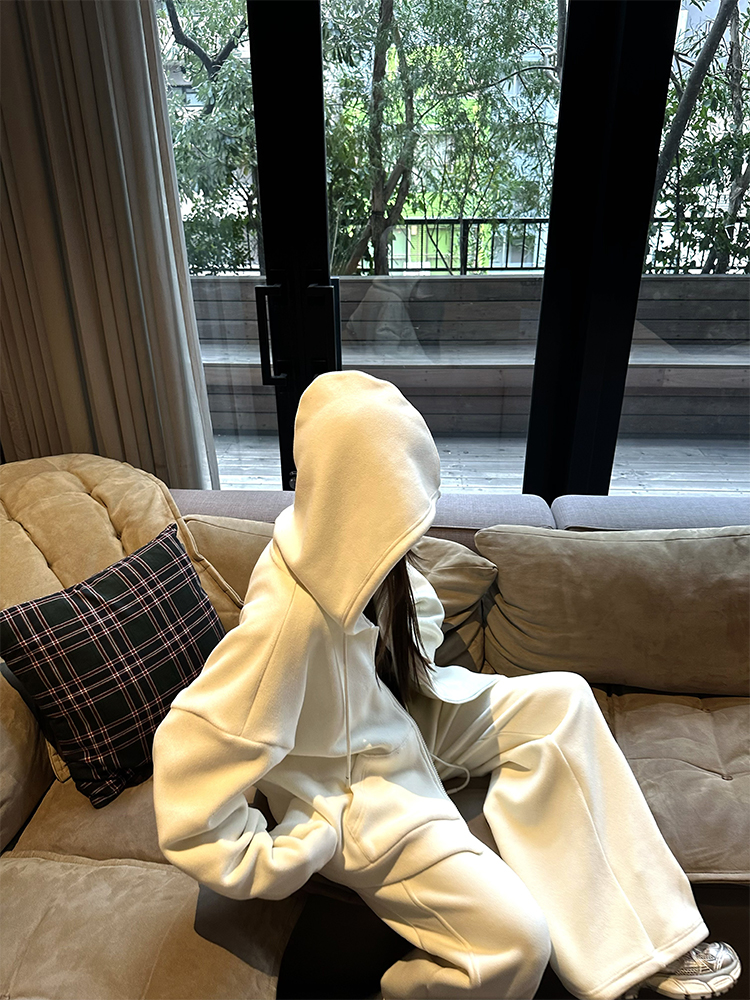 Loose Thick Hooded Cardigan Sweatshirt Jacket for Women - Retro American Casual Style for Winter Comfort