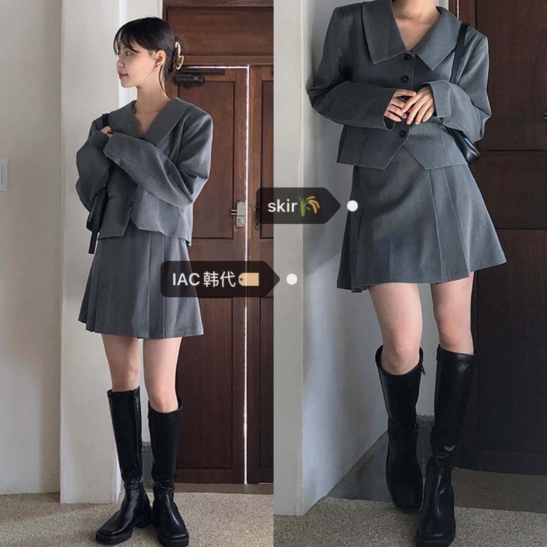 Medium Gray Pleated Skirt - Korean Style, 90s Inspired, Stylish A-Line Design, Perfect for Casual and Dressy Occasions
