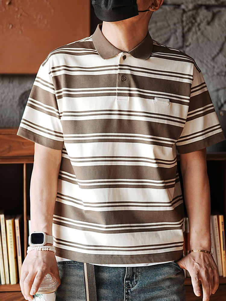 Men's Short Sleeve Striped Polo Shirt - Versatile Spring Fashion Trend, American Youth Style, Casual Lapel Top