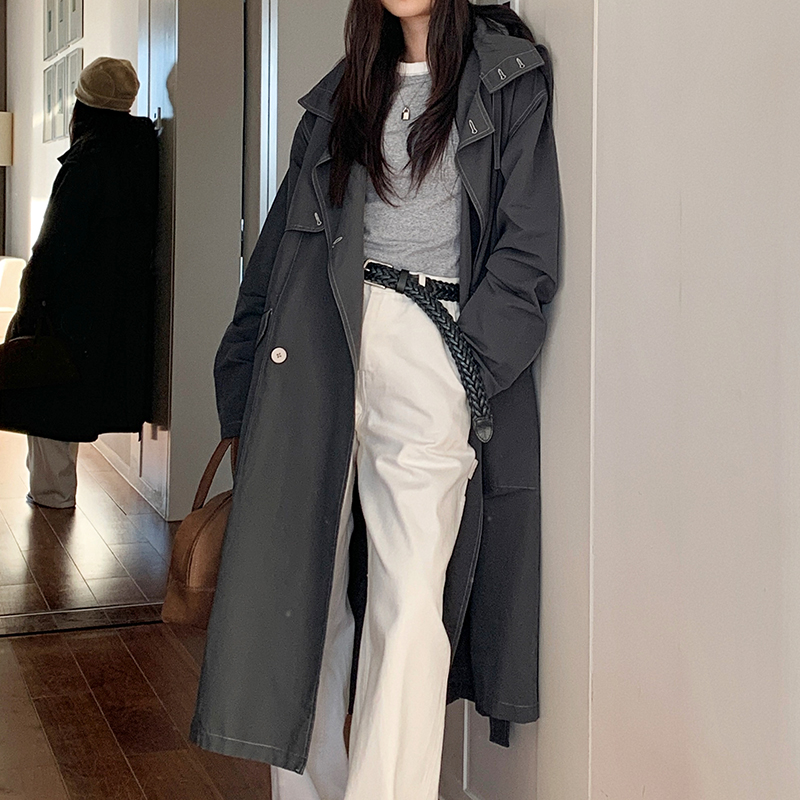 Mid-Length Gray Trench Coat 2025 - High-End Korean Style British Fashion for Petite Wear