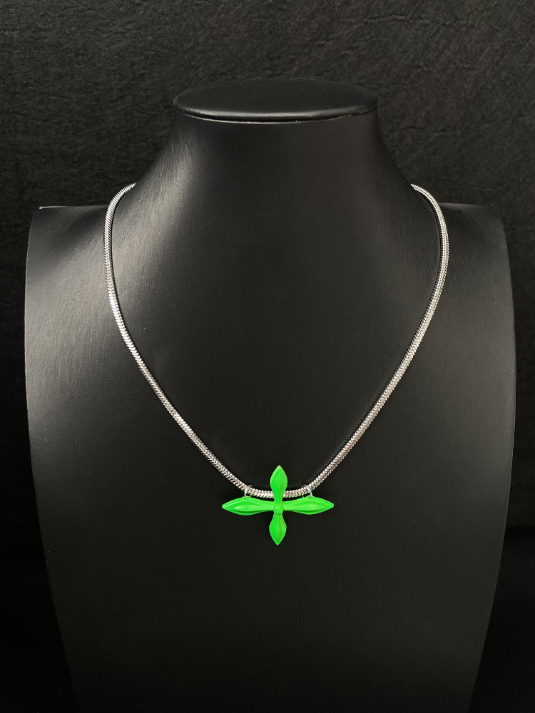 Minimalist Green Cross Necklace for Unisex, Stylish Titanium Steel Clavicle Chain, Trendy Sweet Accessories