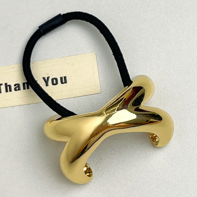 Minimalist Metal Cross-Arch Hair Tie for Women - High-End Smooth Elastic Band for Low Ponytails, 2025 Fashion Accessory