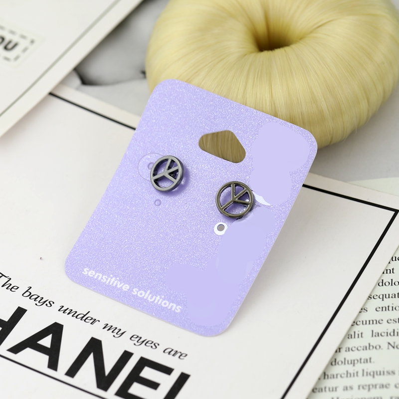 Minimalist Yellow Peace Sign Cutout Earrings - Korean Style Anti-War Jewelry for Women
