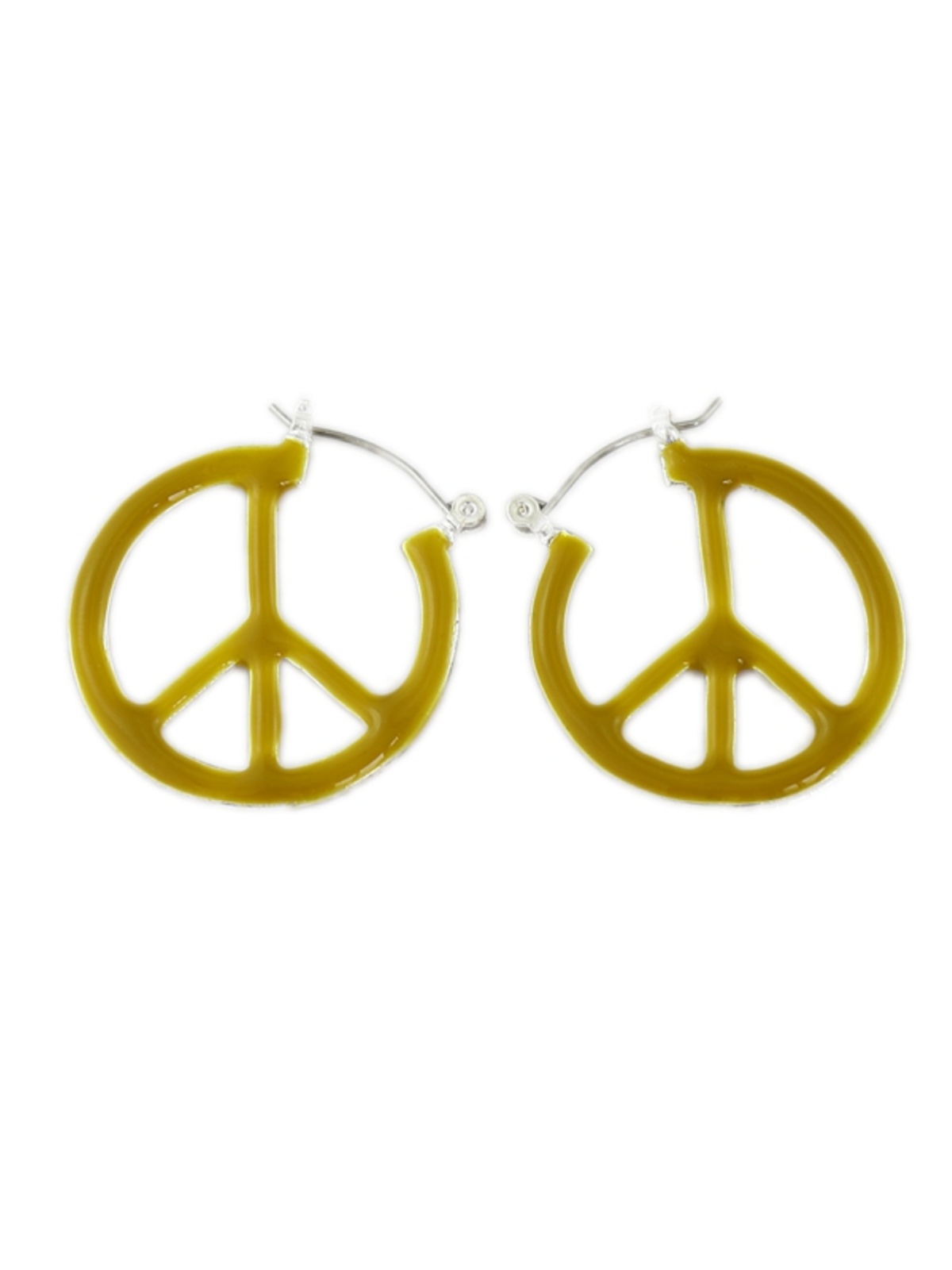 Minimalist Yellow Peace Sign Cutout Earrings - Korean Style Anti-War Jewelry for Women