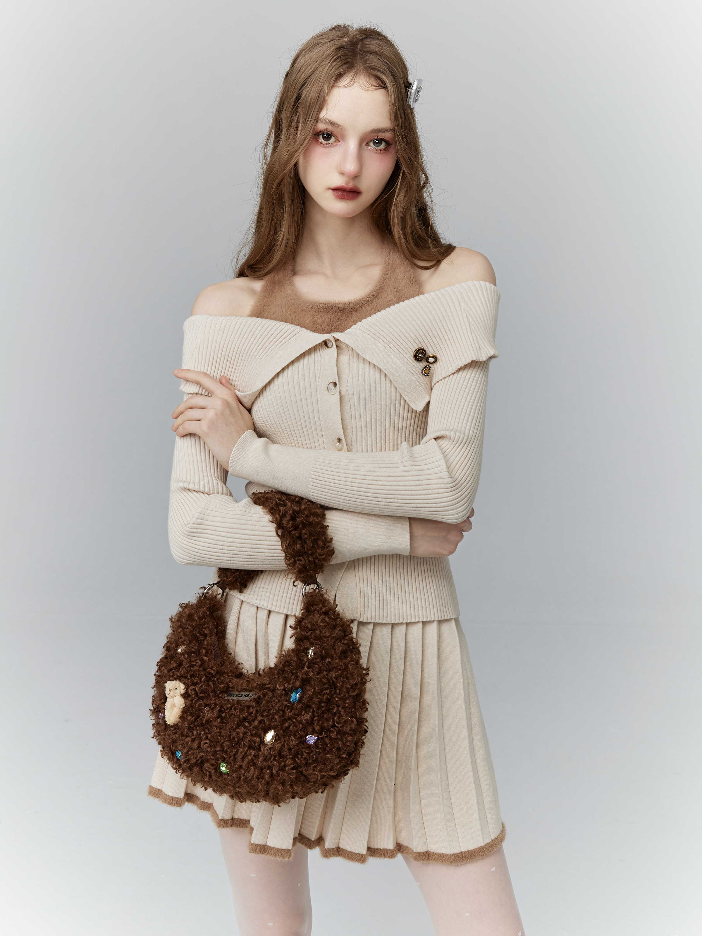 Moonlight Illusion Knitted Three-Piece Set - Salty or Sweet Style Skirt for Y2K Fashion Lovers