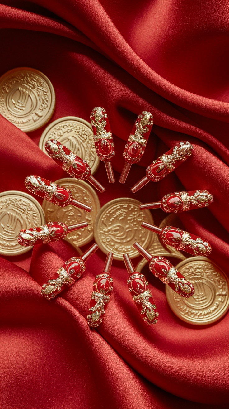 nail art chinese new year outfit idea