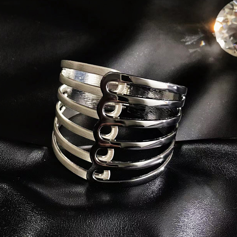 Openwork Wide Bracelet for Women - Light Luxury Minimalist Arm Band Accessory, High-End Aesthetic Jewelry Trend 2025