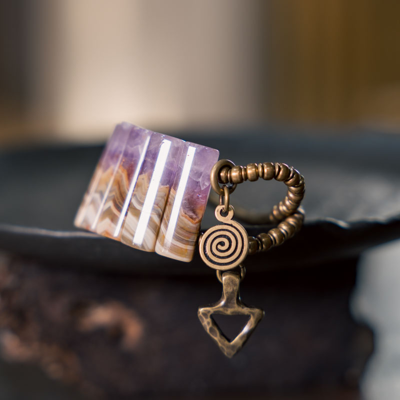 Personalized Gradient Agate Amethyst Bead Bracelet for Women - Retro Versatile Chain Accessory for Men and Women