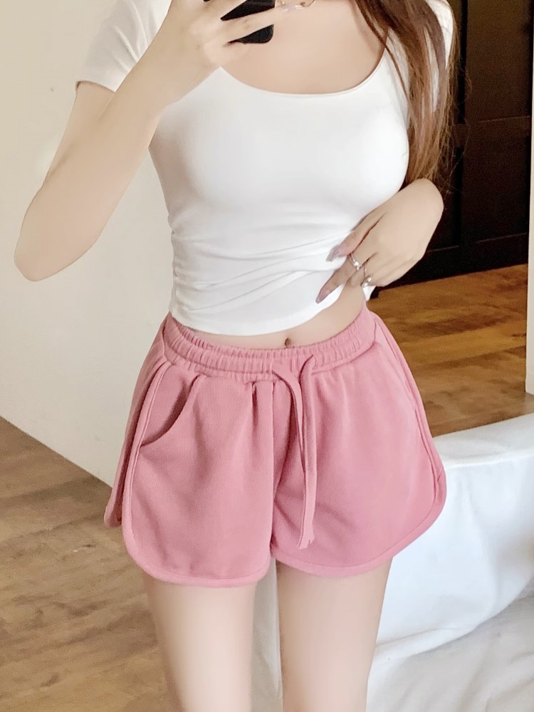 Petite Sweet & Spicy Tea-Themed Summer Two-Piece Set - Casual Sports Shorts & Matching Top - Trendy Street Style for Women