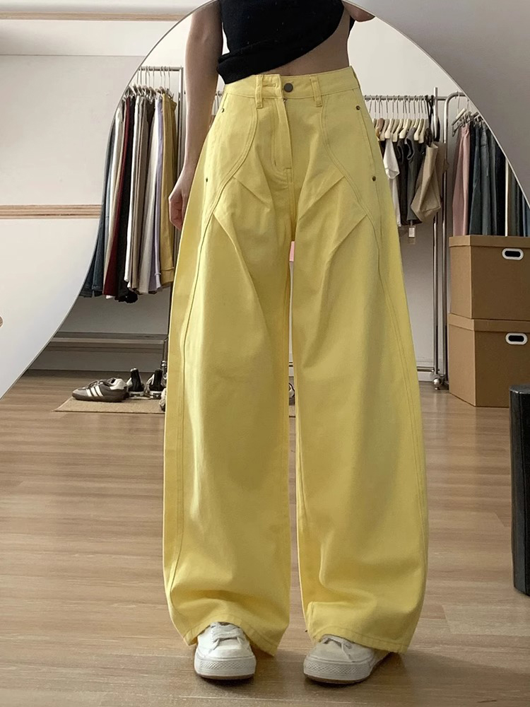 Plus-Size Women's Loose Straight-Leg Jeans for Pear-Shaped Figures, Slimming Wide-Leg Pants for Summer 2025 Fashion