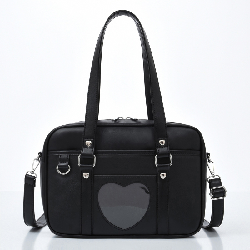 PU Leather College Style JK Uniform Crossbody Bag with Pudding Bear Design for Women - Trendy Y2K Fashion Accessory