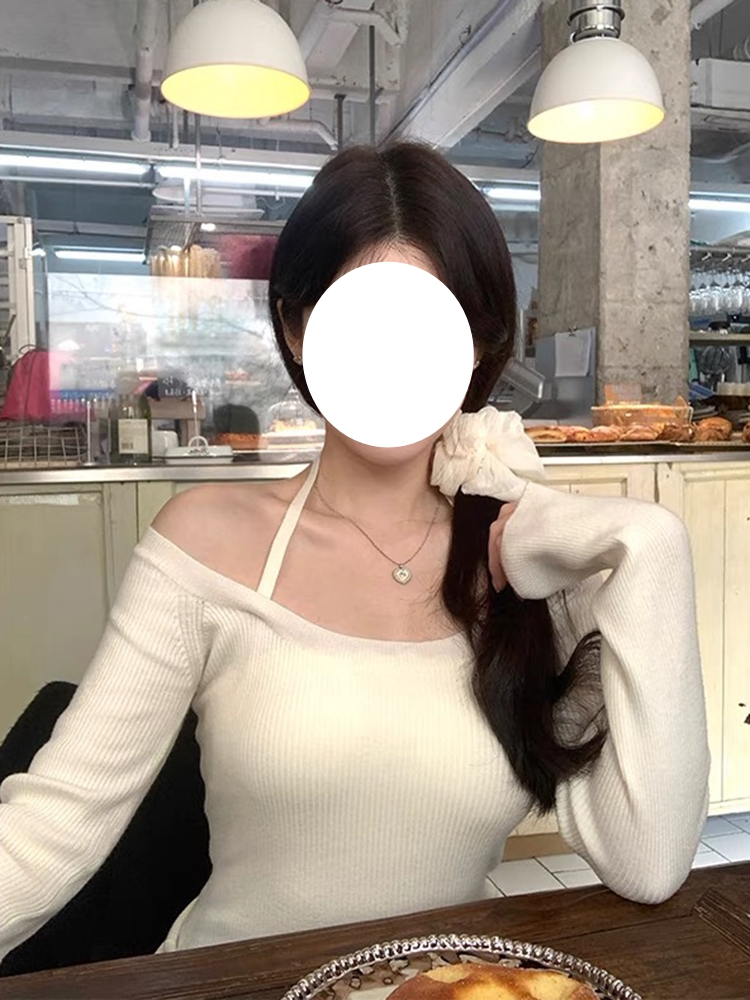 Refined Off-Shoulder Knitted Sweater for Women - Long Sleeve Autumn Winter Fashion, Cozy Chic Top for Trendy Looks