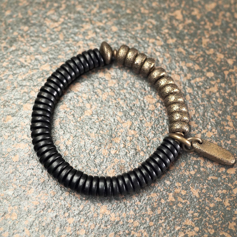 Retro Black Sandalwood Bracelet for Men and Women - Simple Design, Non-Fish Homeæ›²å°¾èŠ± Jewelry, Unique Personality Accessory