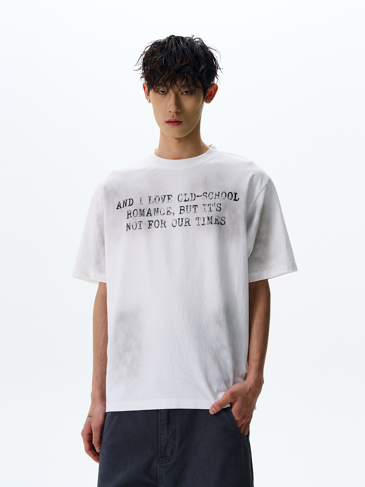 Retro Distressed Letter Slogan Short Sleeve T-Shirt - American Wasteland Style Cool Loose Top for Summer Fashion