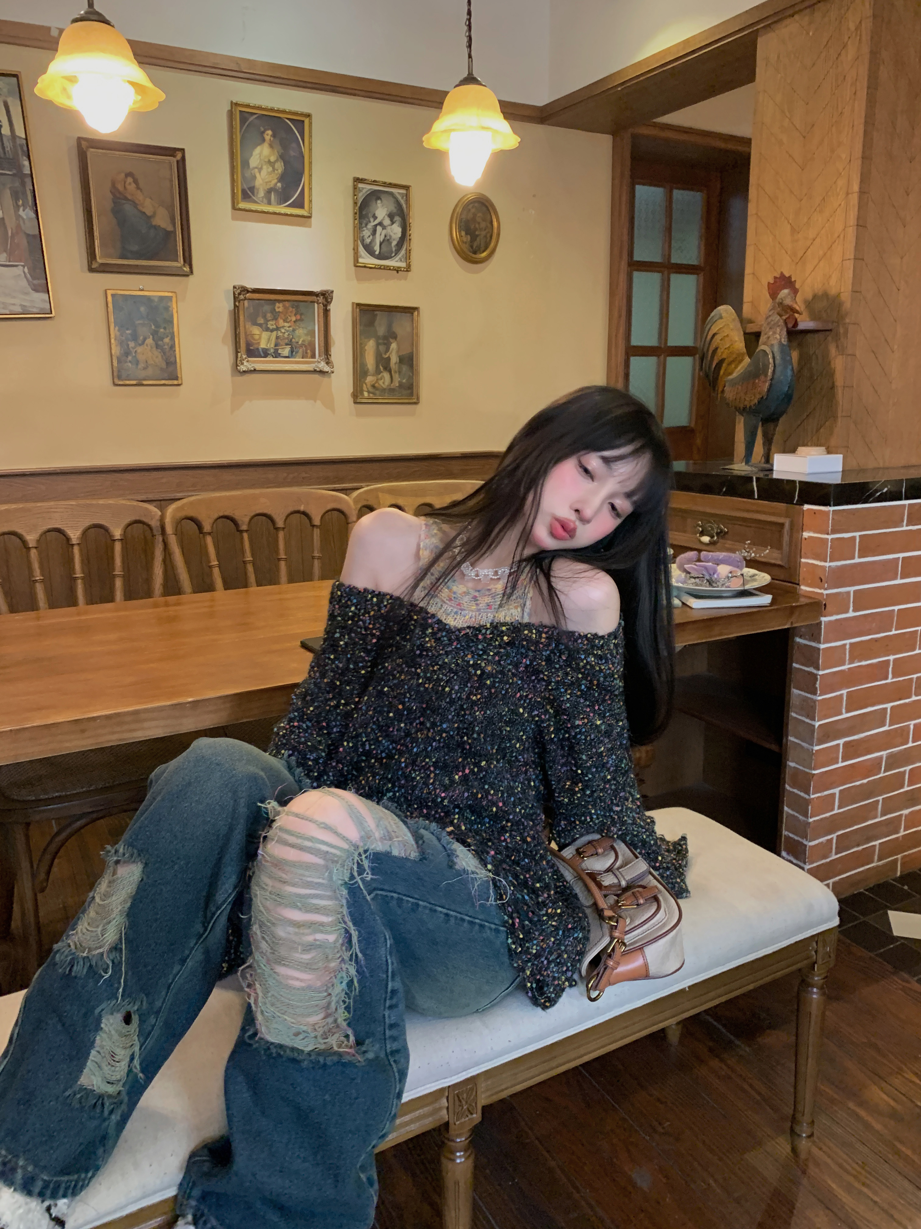 Retro Loose Knitted Sweater for Women with Spicy Sweetheart Design - Niche Lazy Style Spring Top
