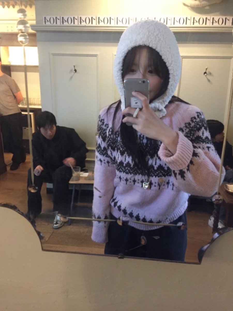 Retro Nordic Snowflake Knitted Sweater in Cream Pink - Casual Cute Winter Fashion