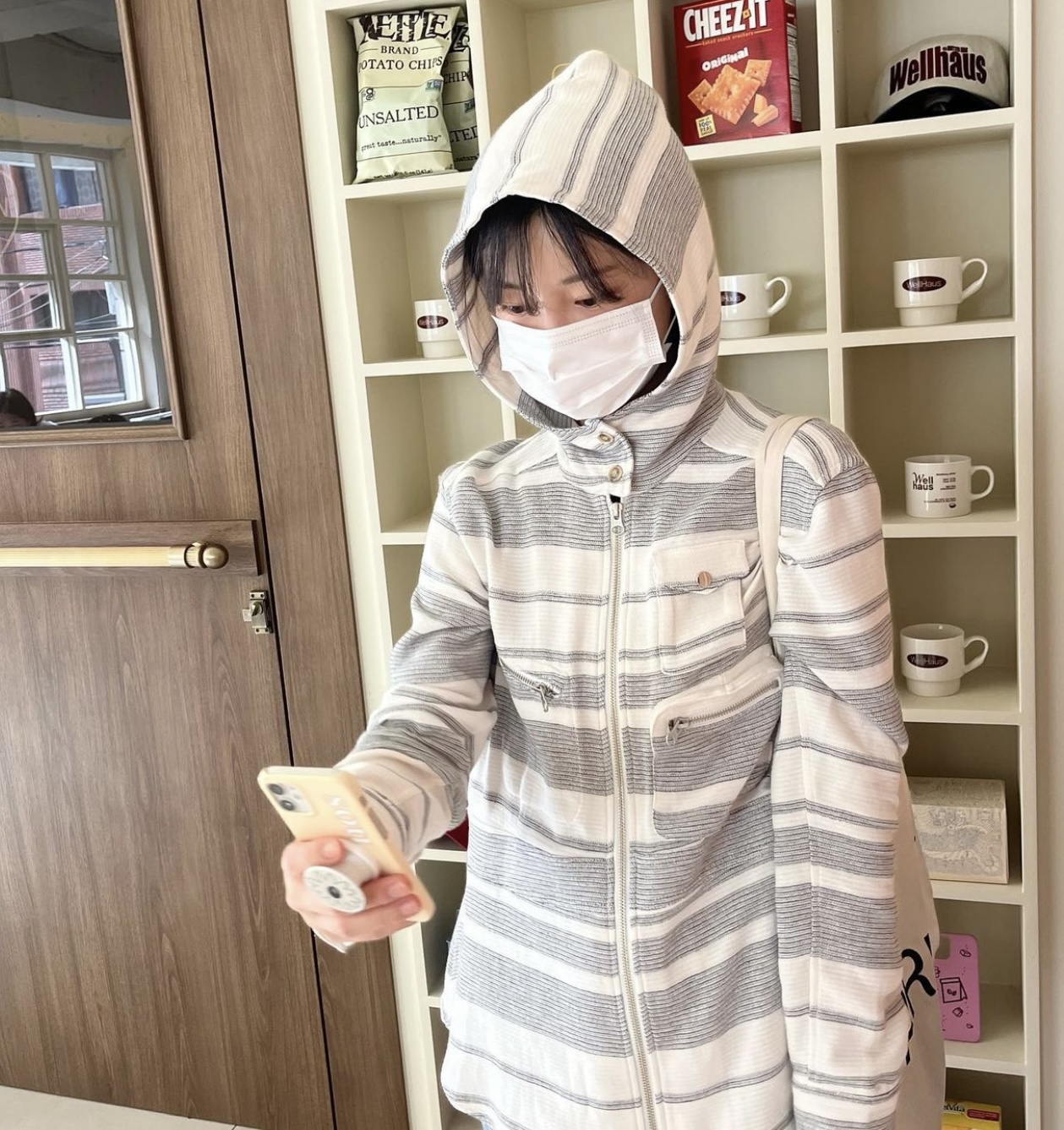 Retro Striped Loose Fit Hooded Zip-Up Jacket - Unique Korean Minimalist Casual Style for Versatile Outfits