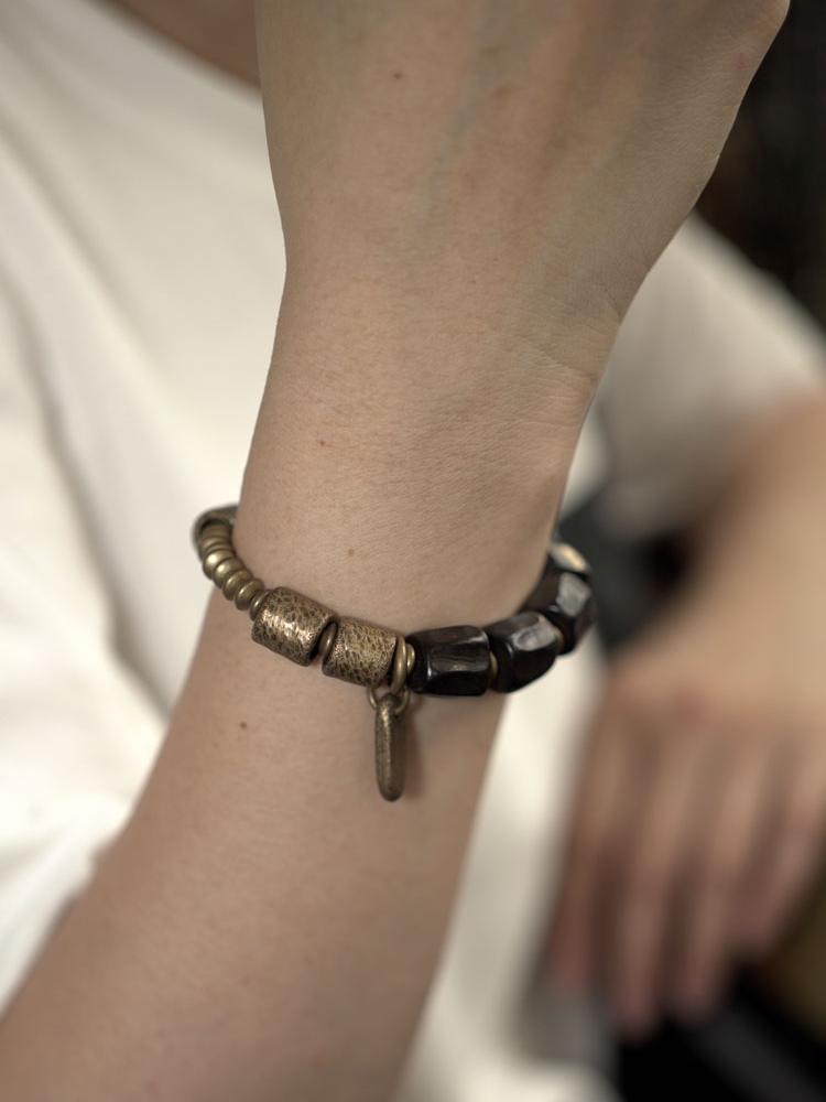 Retro Texture Black Sandalwood Bracelet for Men and Women - Non-Fish Homeæ›²å°¾èŠ± Design, Fashion Jewelry Accessory