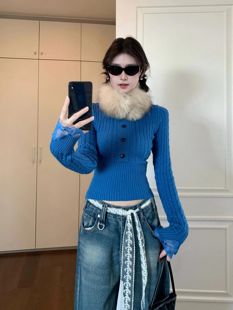 Retro Waist-Cinching Fitted Sweater for Women - Knitted Base Layer Top for Winter & Spring in Alluring Style
