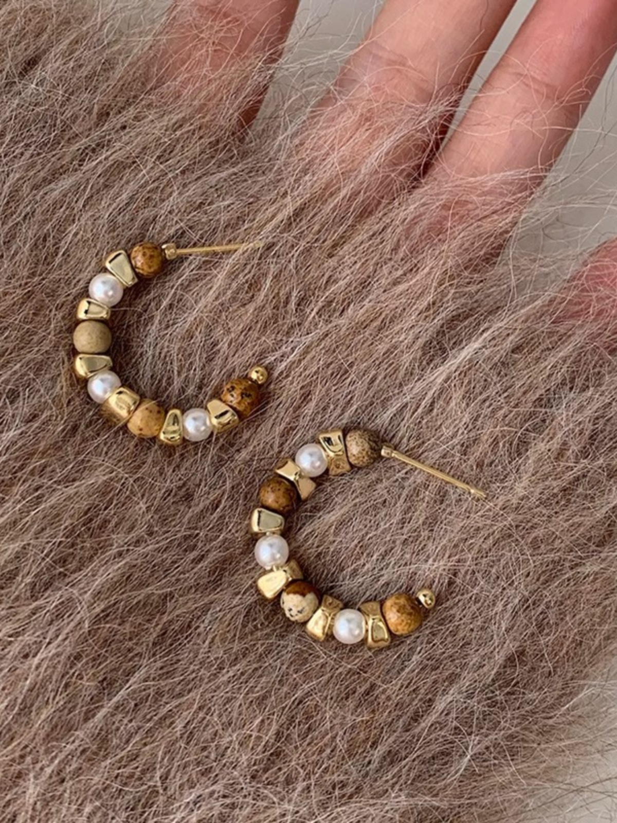S925 Silver Needle Natural Stone Pearl Earrings - Trendy Melard Style Ear Accessories for Unique Fashion Statement