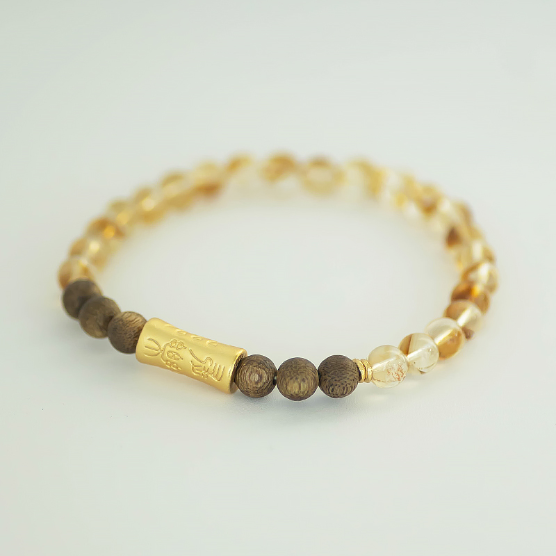 Sandalwood Bracelet with Crystal Beads, Pure Silver Plated, Light Luxury Chinese Style Jewelry, Long-Lasting Fortune Design