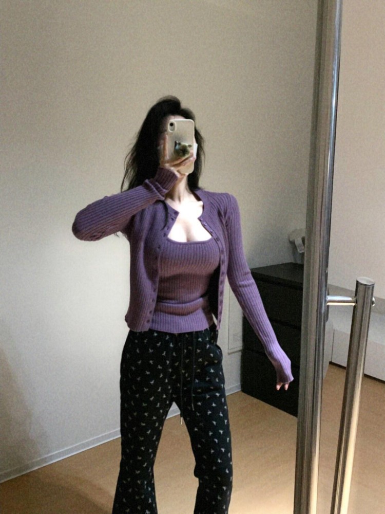 Sexy Knitted Cardigan and Camisole Top Set - Women's Slim Fit Two-Piece Suit for Spring, Chic Temperament Style